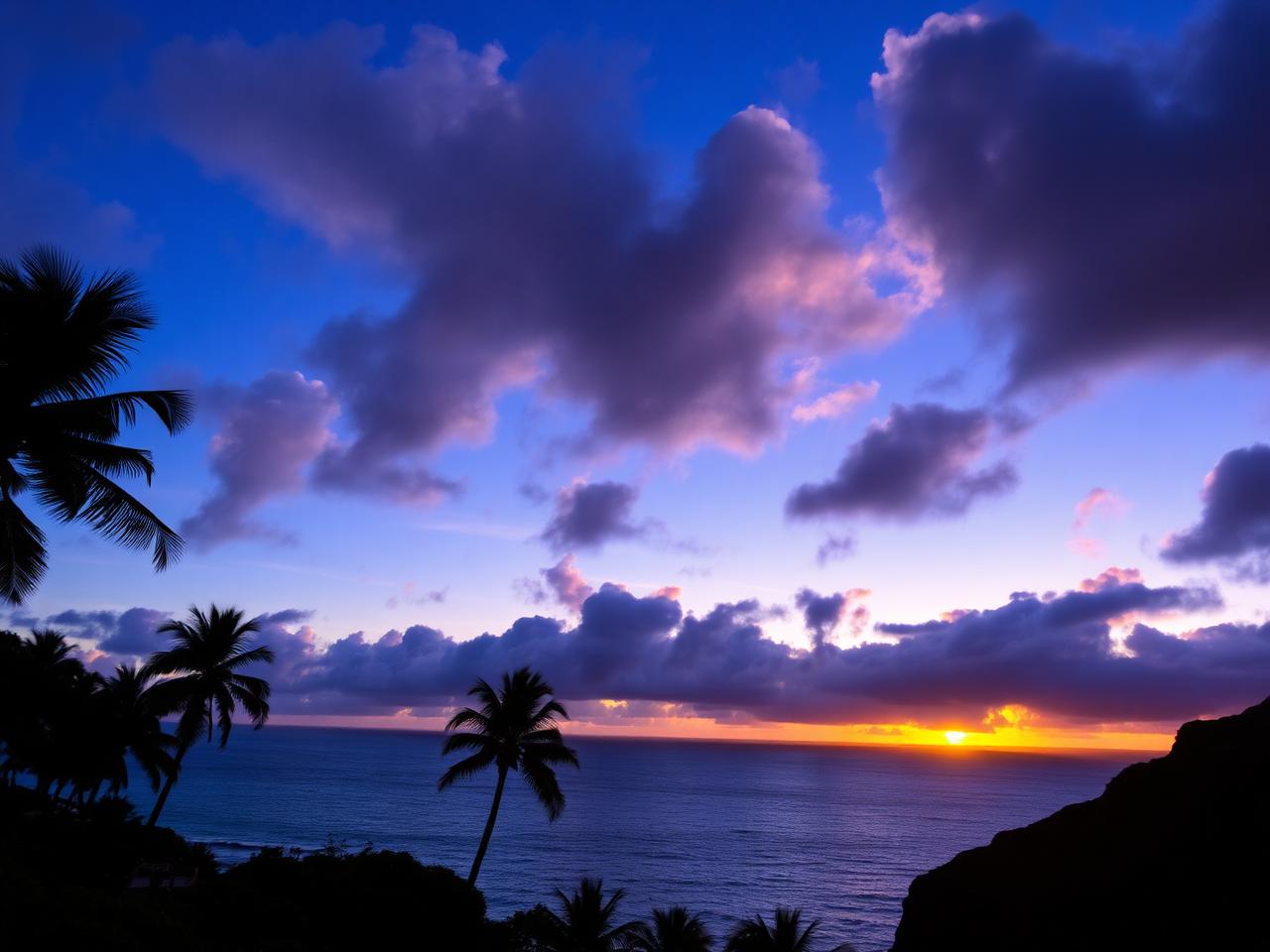 Hawaii coastline at sunset